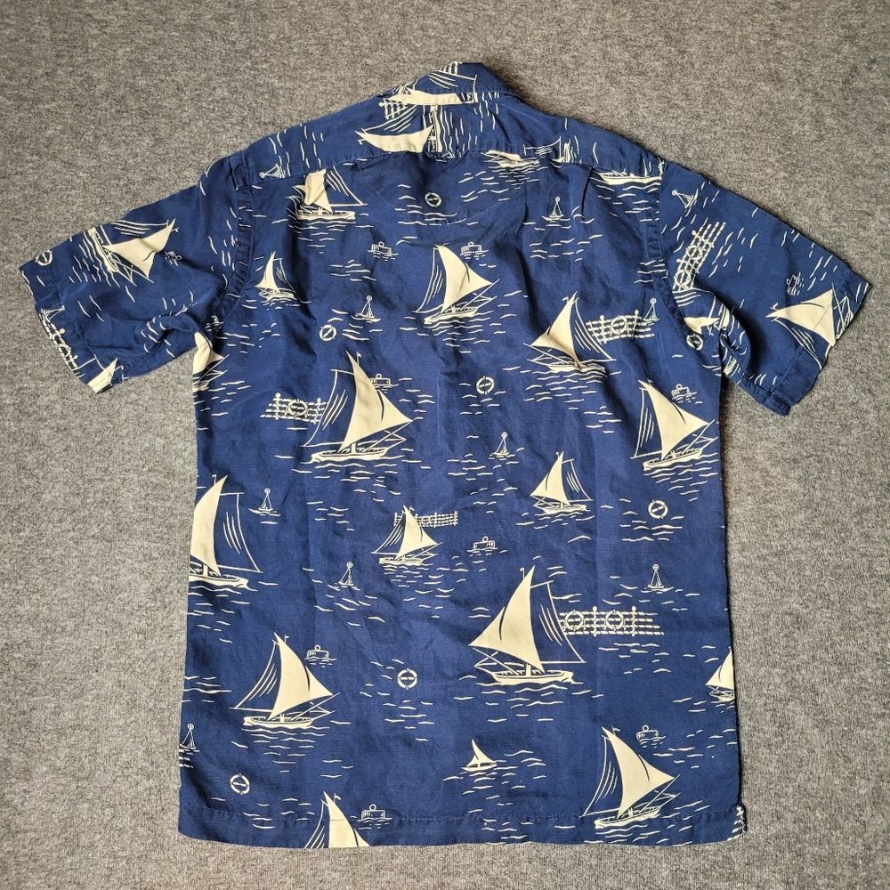 Vtg 90's Polo Ralph Lauren Mens Shirt Sleeve Shirt Size S Boat Sail Blue Yacht - Picture 2 of 10